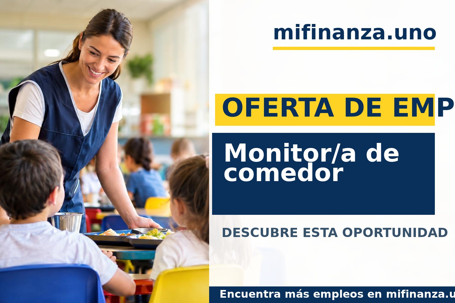 Monitor/a en un comedor escolar con mesas y sillas infantiles