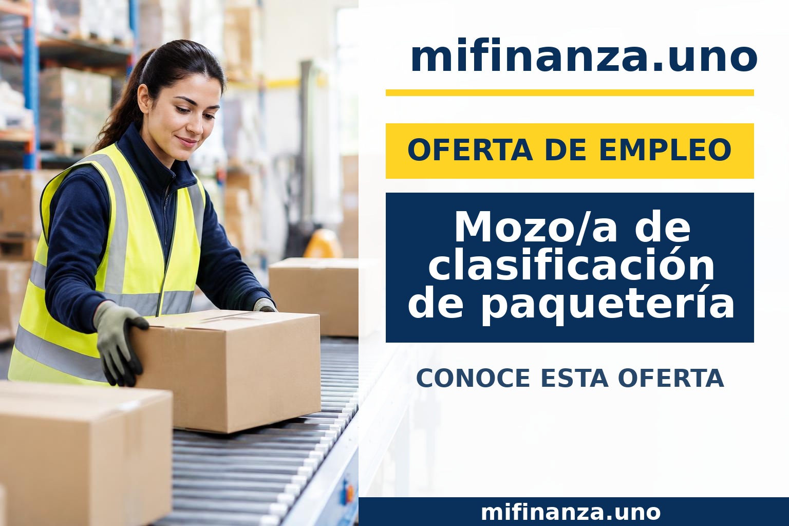 Persona clasificando paquetes en un almacén logístico